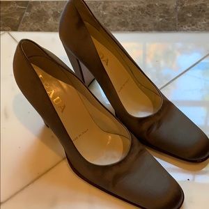 Prada Gray Satin Pumps